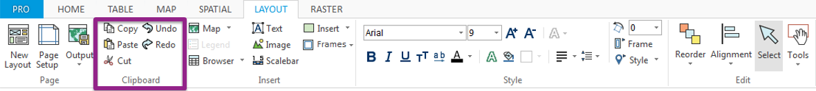 LAYOUT tab with Undo